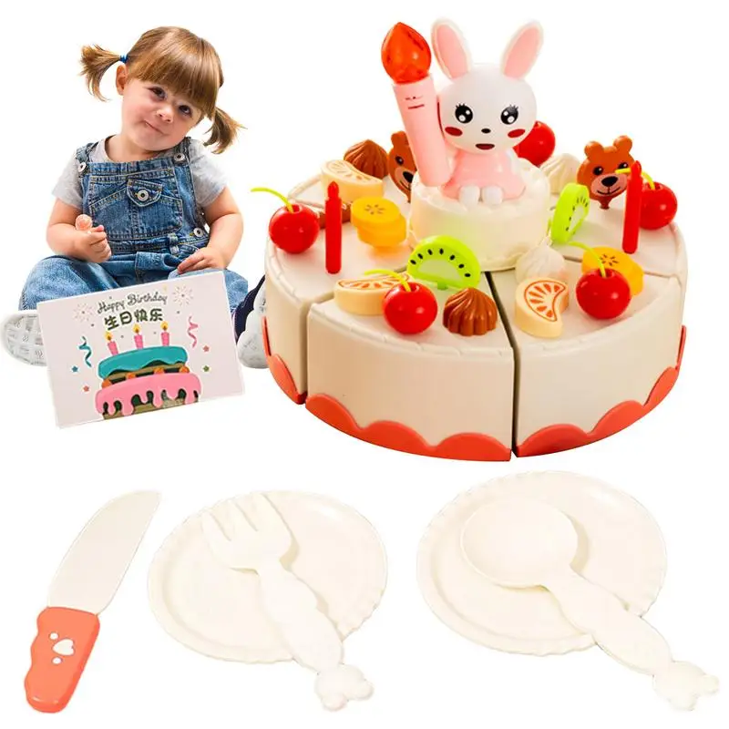 

Interactive Kids Pretend Play Fruit Cuting Birthday Cake Toy DIY Kitchen Toys Simulation Cake Food Model Girls Gift