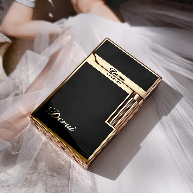 Gas Lighter Derui Lighter Creative Butane Gas Windproof Open Flame Lighter Metal Sound Loud Men's Gift with Box