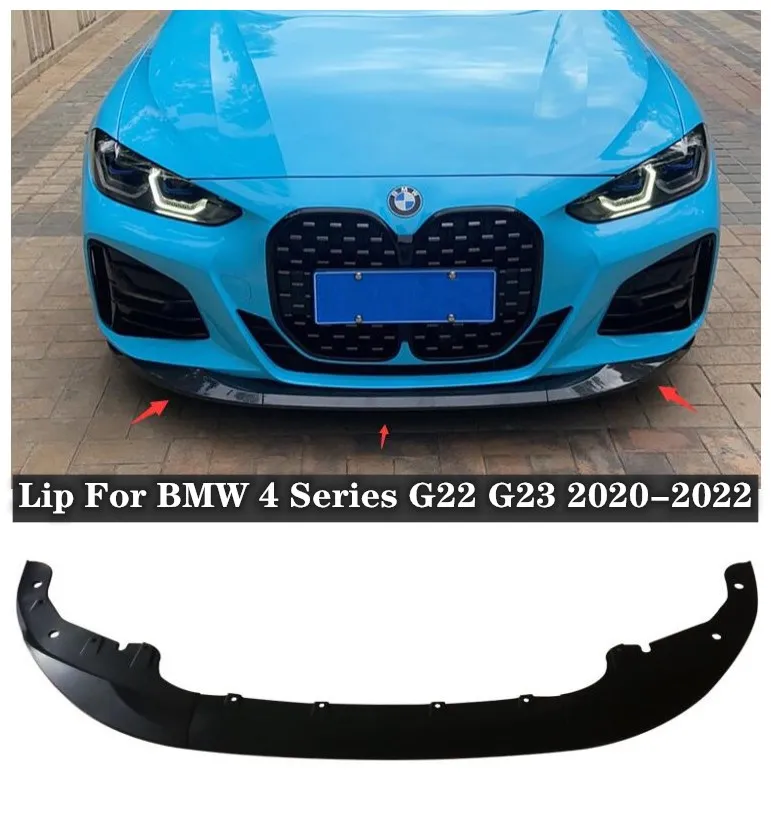 

For BMW 4 Series G22 G23 2020 2021 2022 2023 High Quality ABS black & Carbon Fiber Front Lip Splitter Protector Cover