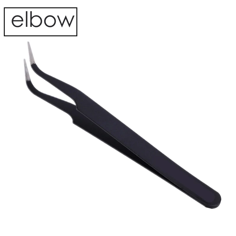 2Pcs Stainless Steel Precision Tweezers Point Drilling and Hair Removal Clamp Durable Nail Tool Straight, Curved Black Wholesale 4