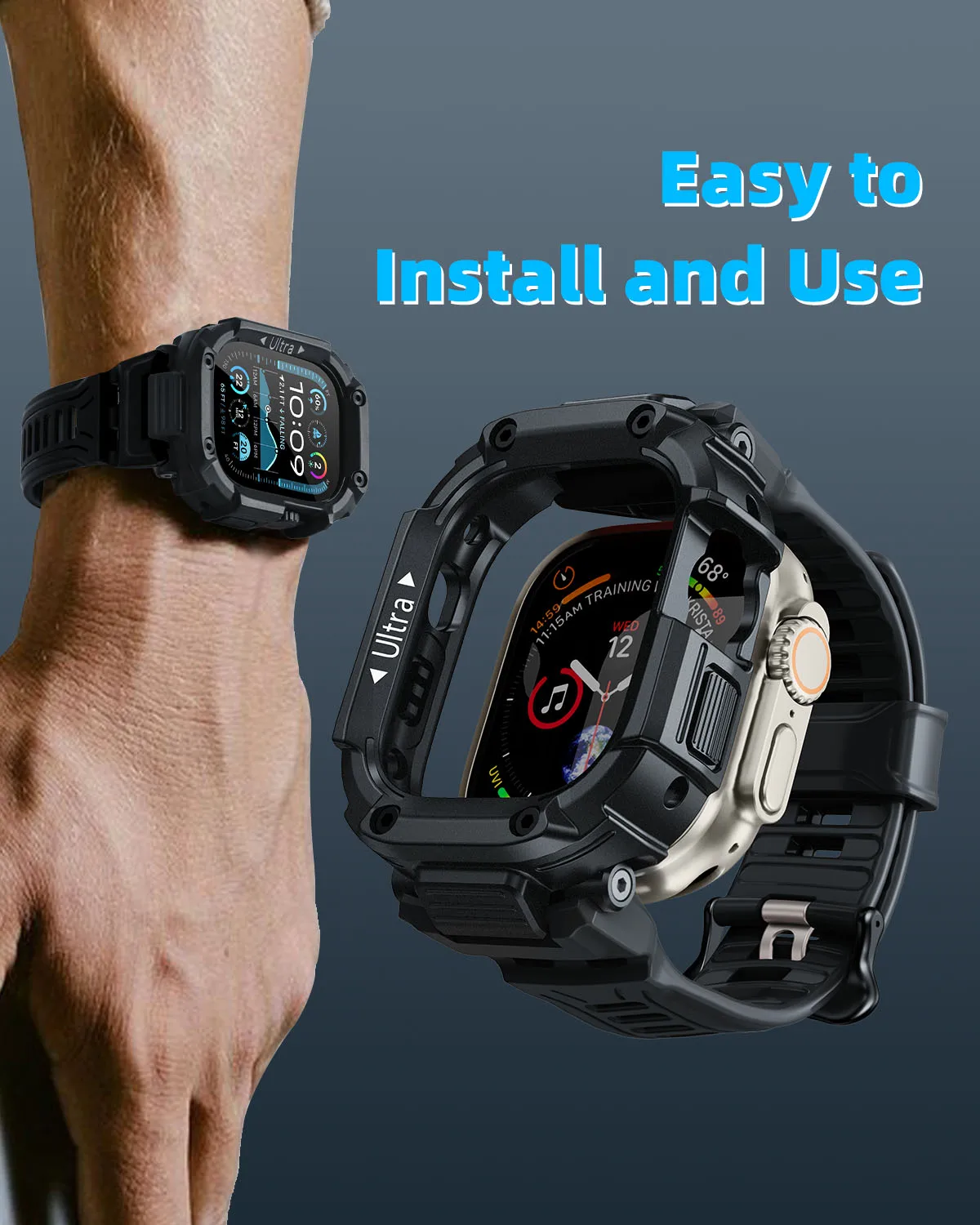 Eary for Apple Watch Case Band Ultra 2 1 49mm Screen Shockproof Bumper Military Grade Protective Cover Smart Watches Accessories