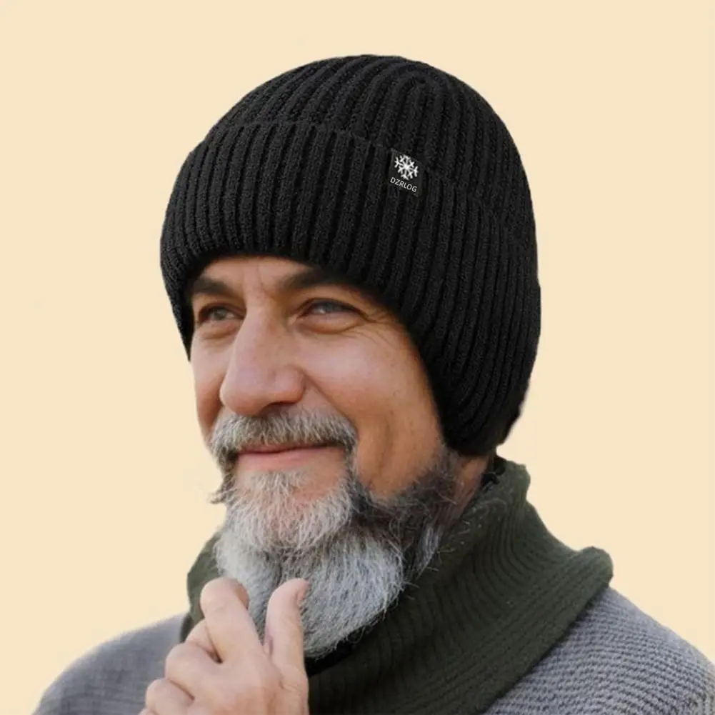 

Warm Knitted Hat Cozy Stylish Unisex Winter Hat Thick Plush Knitted Beanie With Ear Protection Anti-slip Design For Cycling