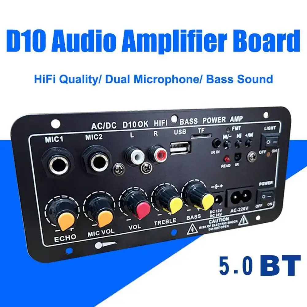 

Car D10 Bluetooth Amplifier Board AUX TF Card USB 30-120W for 4 Ohm 40W Speaker 110V 220V 12V 24V Subwoofer Audio Amp Module