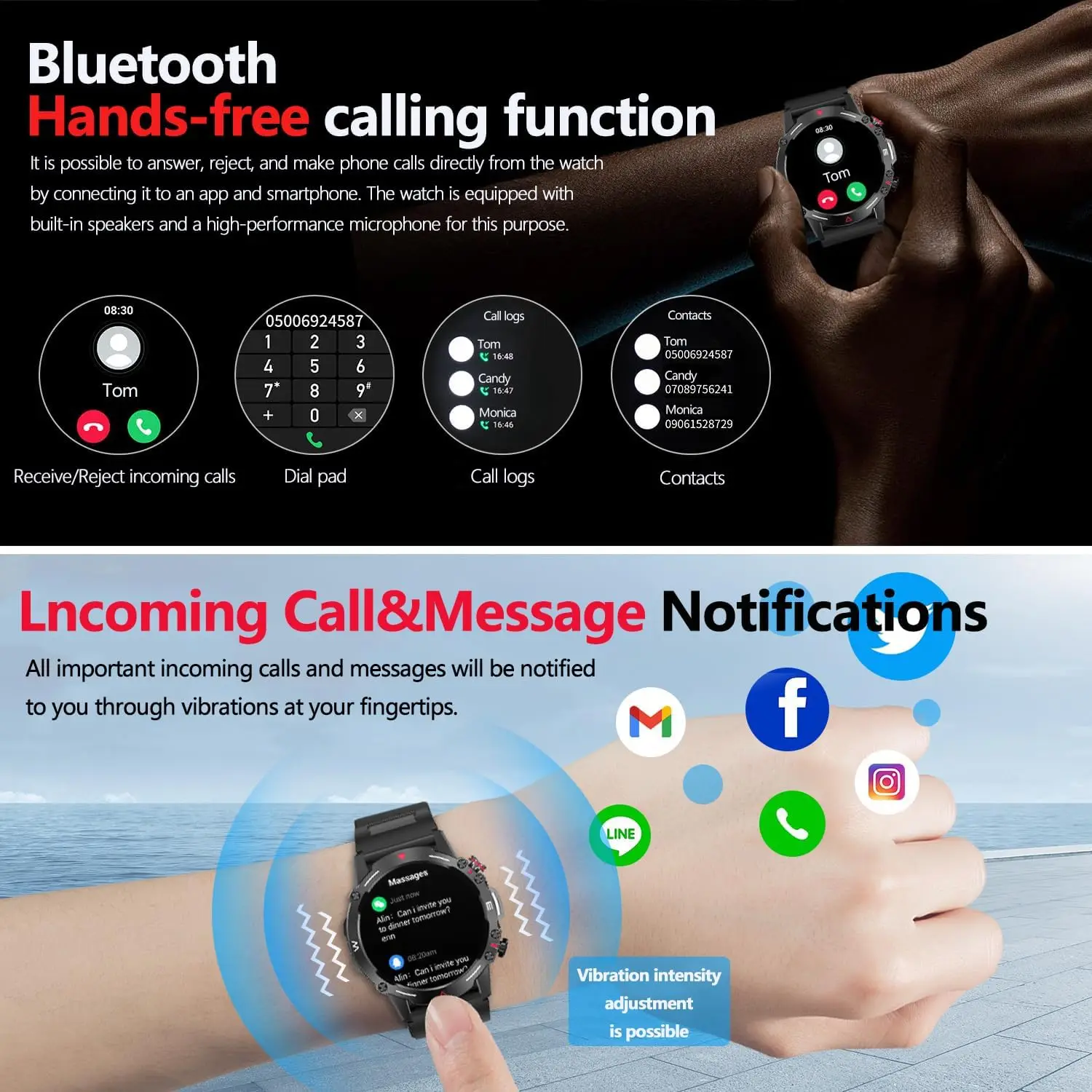 AMOLED  Ʈ ġ,  ȭ, , , ɹڼ , ƮϽ ġ, ȵ̵ iOS, IP68 NFC, 1.43 ġ