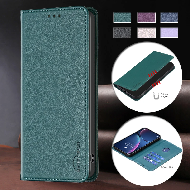 Luxury Leather Flip Phone Case with Magnetic Closure and Wallet Design