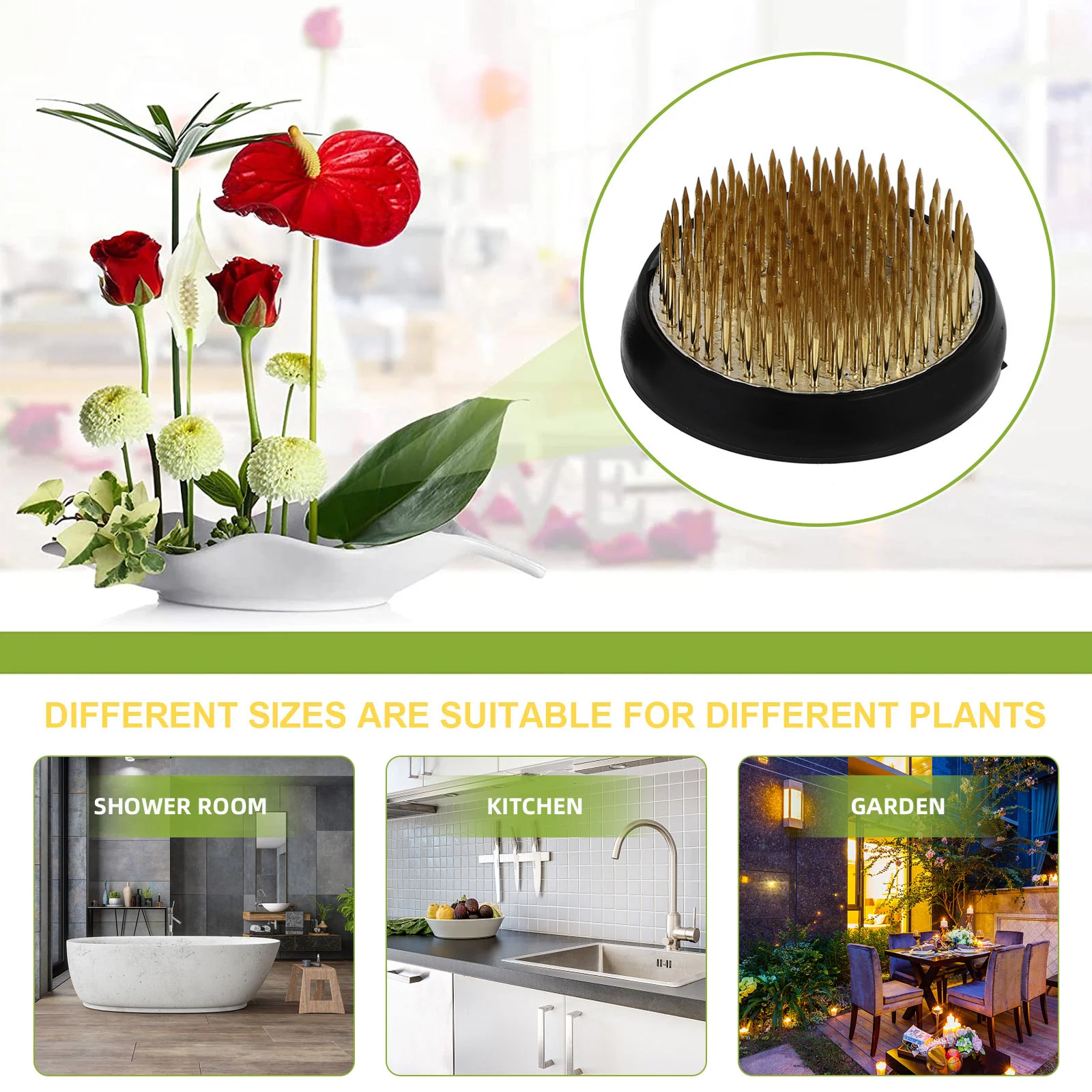 

3pcs Flower Flower Metal Arranging Round Spiky Fixed Tools Floral Arrangement Pin Holder for Flower Arrangement Fixation