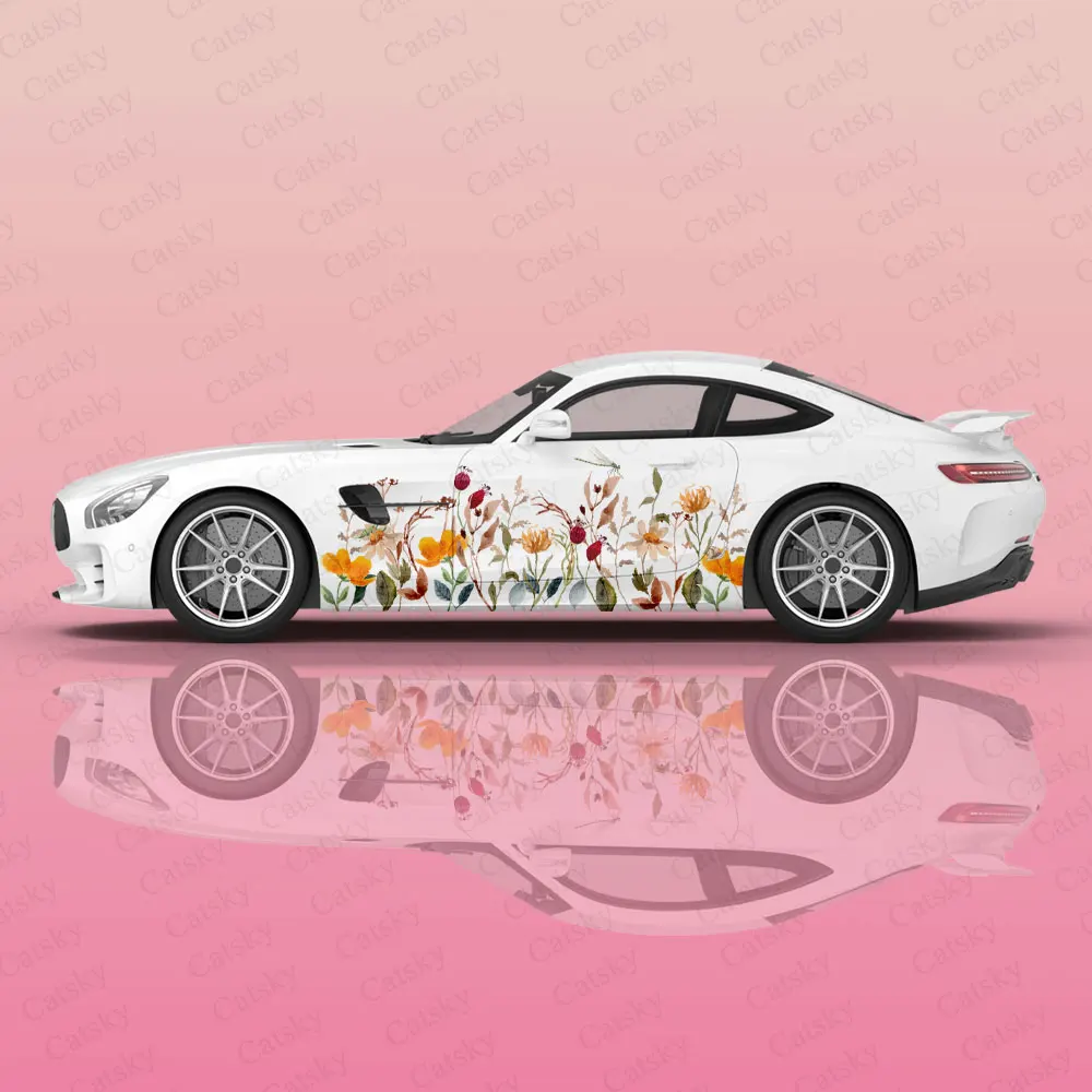 

Funny Flower Cluster Printing Car Wrap Protect Sticker Car Decal Sticker Car Body Appearance Modification Decorative Sticker