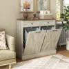 Vabches Tilt Out Trash Cabinet Kitchen Trash Cabinet with 2 Drawers Island Counter Trash Bin Cabinet for 10 Gallon Garbage Can 3