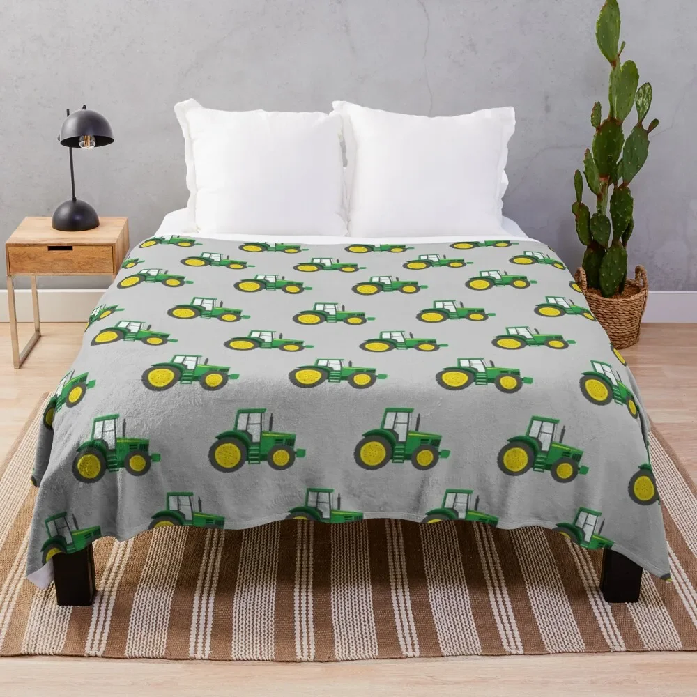 

Green Tractors on Grey - Farming - Farm Themed Throw Blanket Beach Blankets For Baby anime Comforter Blankets