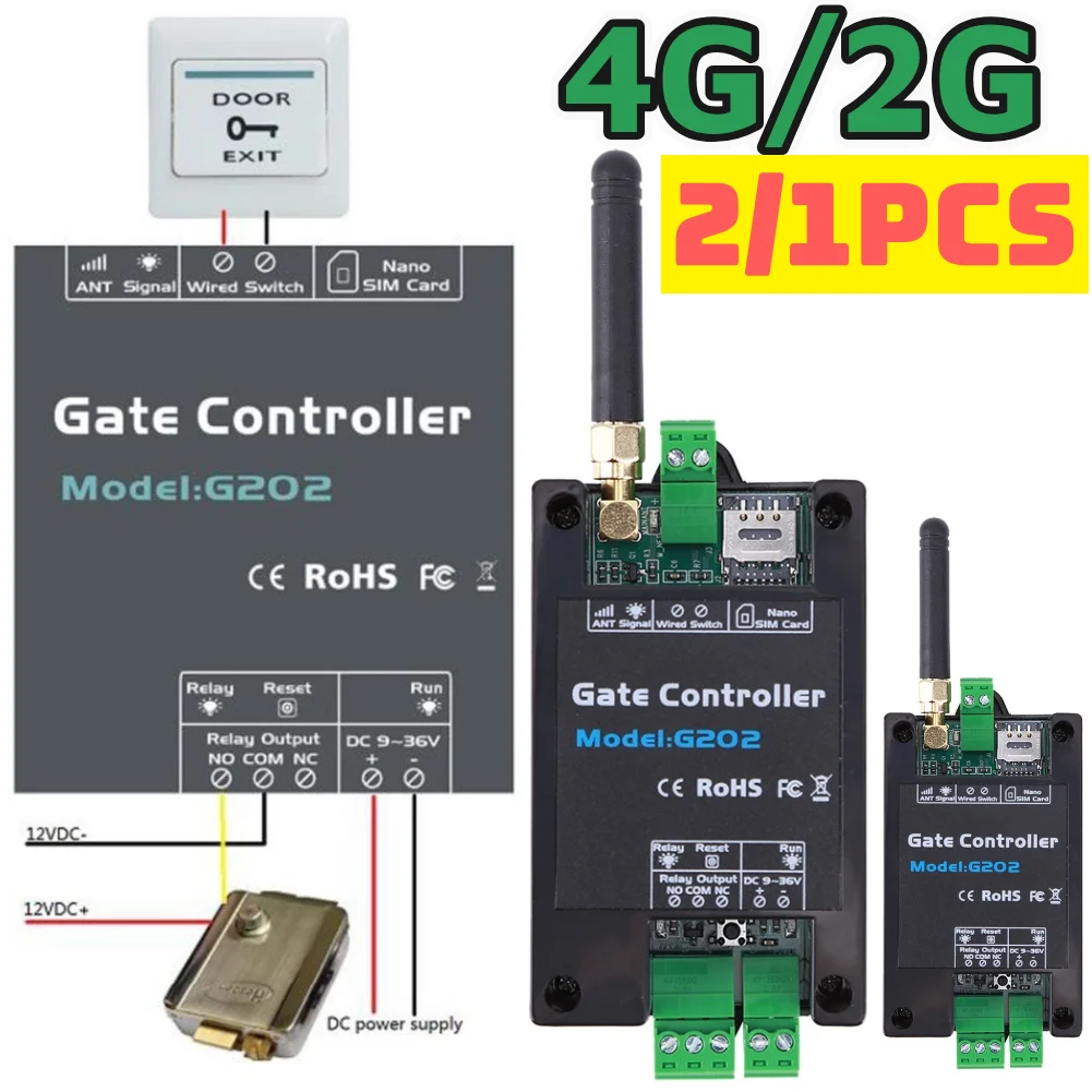 GSM 201/202 Gate Opener Relay Switch Mobile Phone Remote Door Opener Switch By Free Call 850/900/1800/1900MHz 2G/4G Door Access