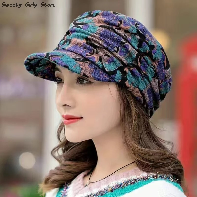 Women Slouchy Skullies Caps Ethnic Style Berets Hat Comfortable Spring Bonnet Cap New Warm Turban Short Brim Beanies Hats 2025 3