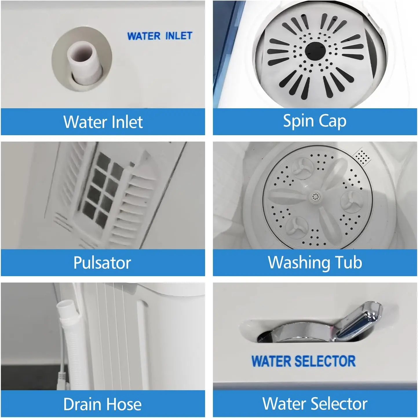 Portable Washing Machine - 28Lbs Compact Twin Tub Washer and Spin Dryer - Semi-automatic Laundry Washer(18Lbs) & Spinner(10Lbs) 6