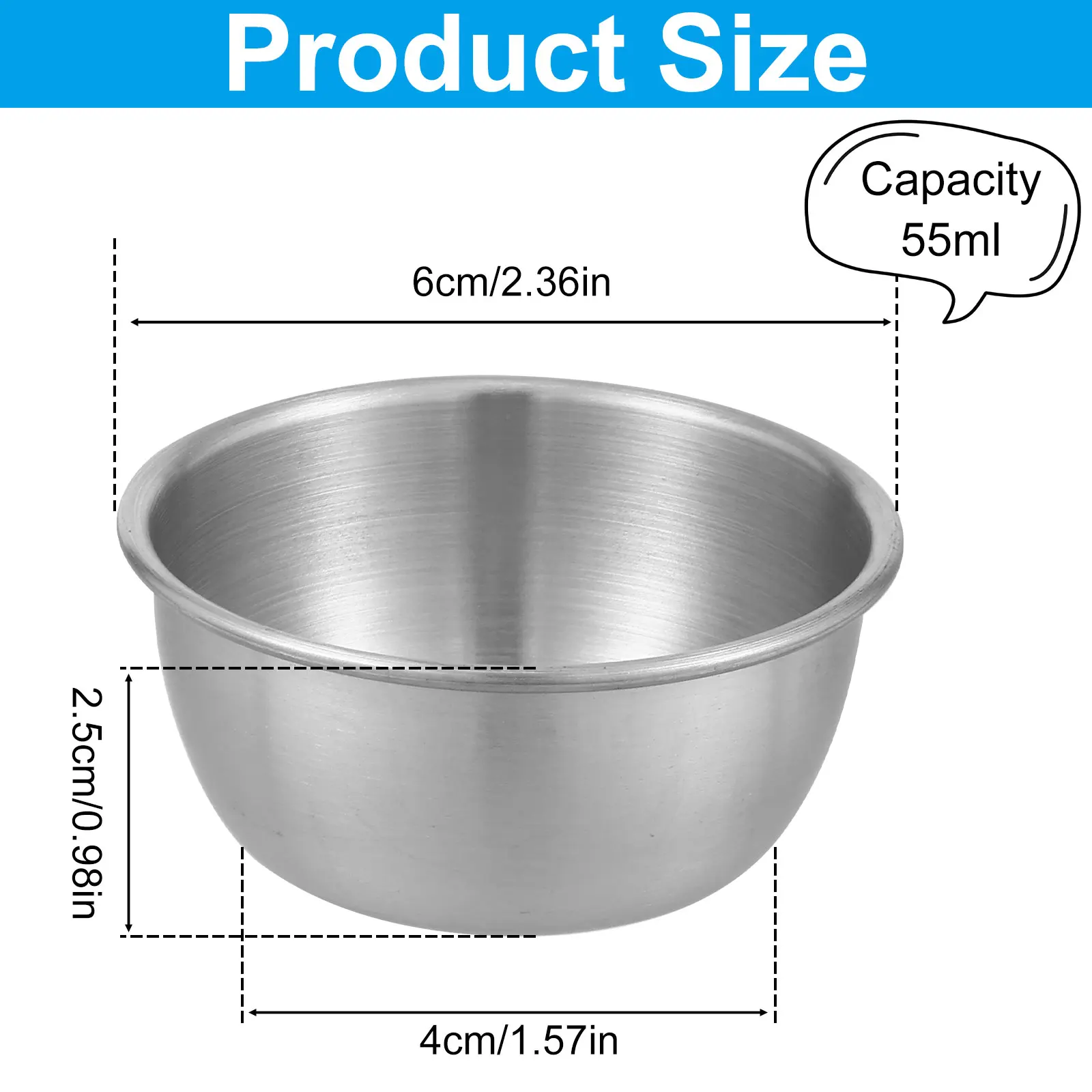 Set of 12 Stainless Steel Mini Sauce Dipping Bowls - Reusable Round Seasoning Cups