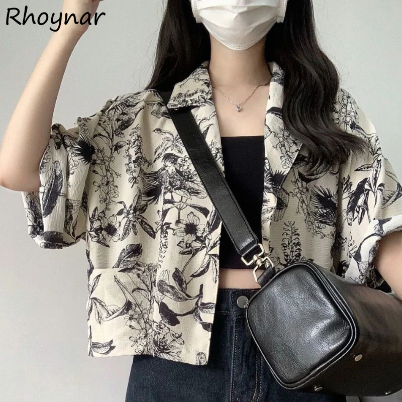 

Shirts Women Summer Girls Retro Casual Daily All-match Streetwear Holiday Loose Cozy Personality Korean Fashion Prevalent Chic