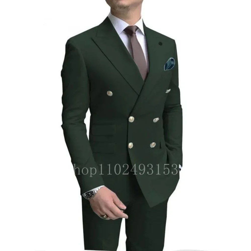 W115 piece suit groom groomsmen dress wedding banquet dress green double breasted suit