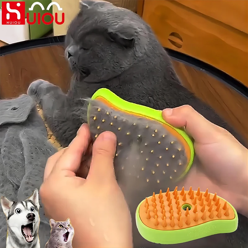 Pet hair comb Cat Steam Brush Electric Spray Water Spray Kitten Soft Silicone Depilation Cats Bath Grooming Supplies