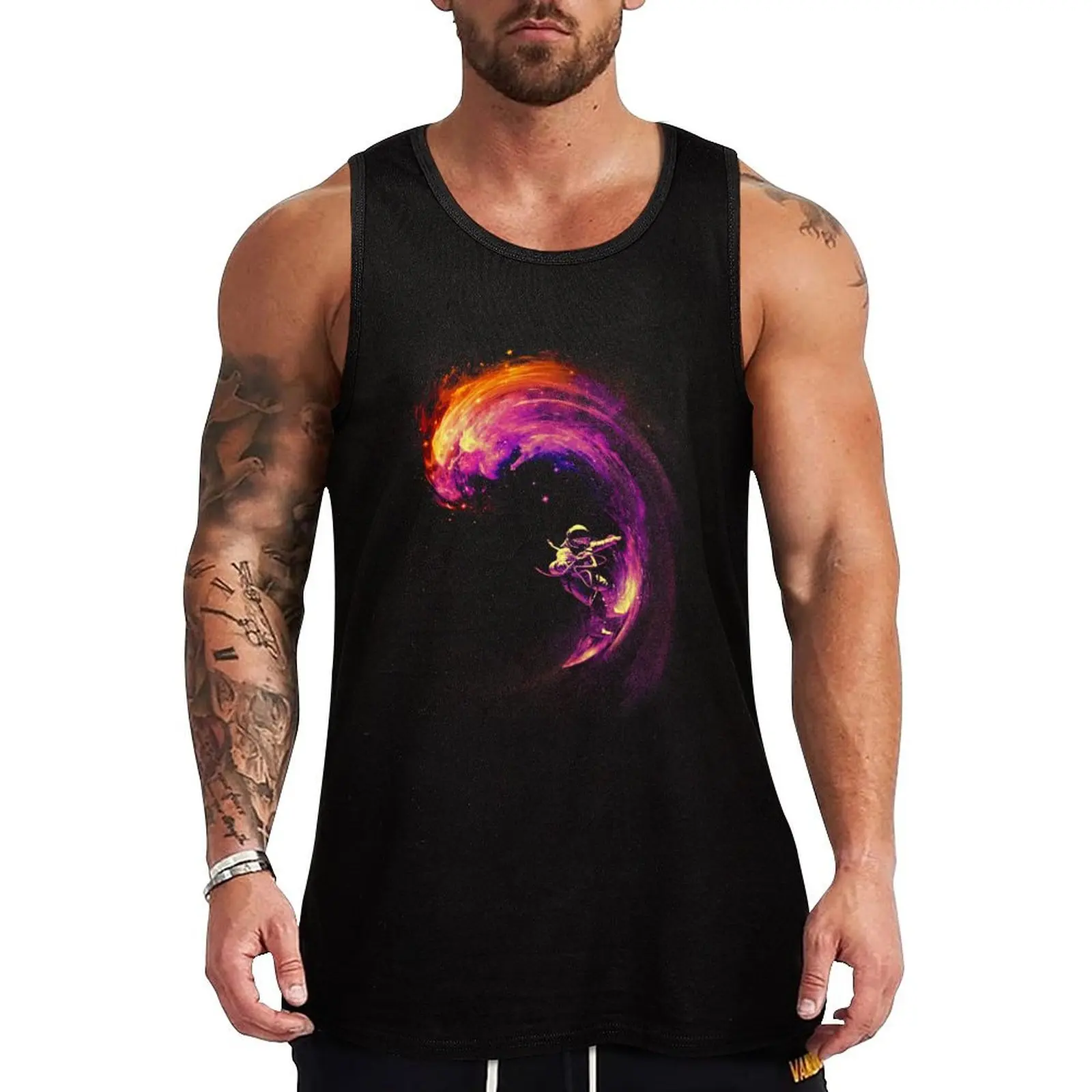 

Space Surfing Tank Top Bodybuilding clothing man Top summer t-shirt gym man