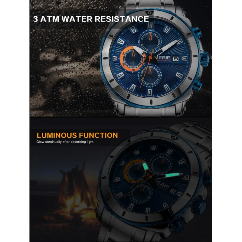 Quartz Watch For Men Chronograph Luxury Brand Stainless Steel Business Wrist Watches Male Clock Hour Time Relogio Masculino