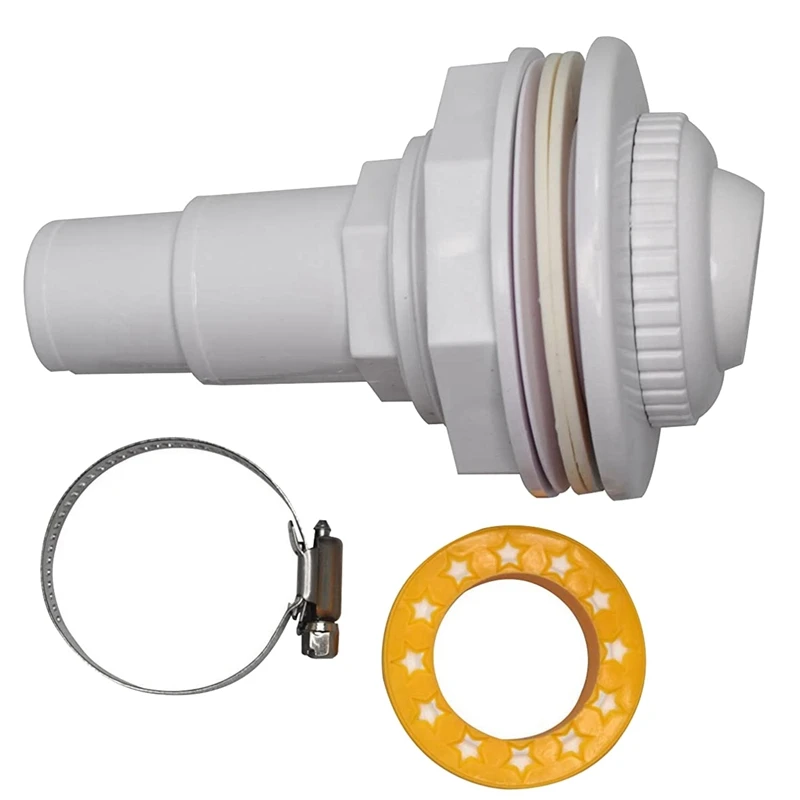 

1 Piece Water Inlet Outlet Fittings With Clip Threaded Tape Swimming Pool Return Nozzle White PVC