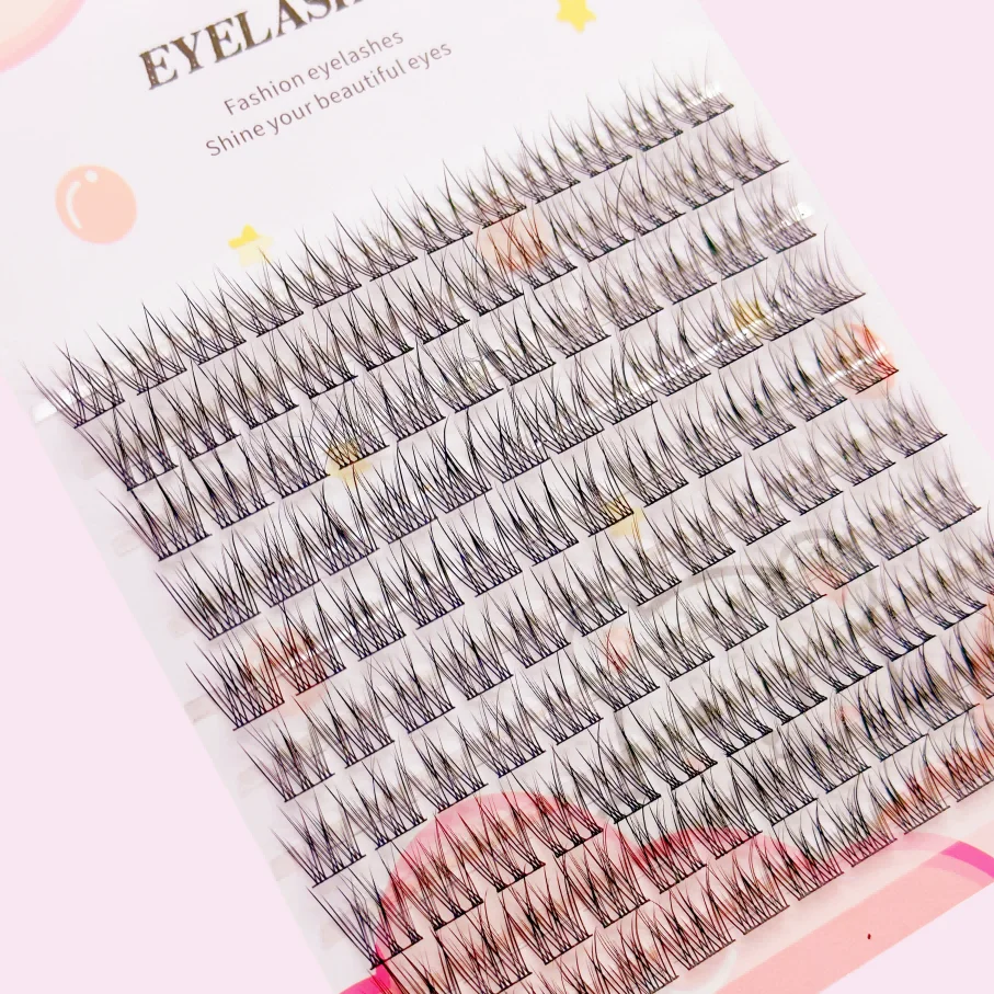 120 Pcs False Eyelash , Cartoon-Style Natural Look,  Dense and Fluffy, Crossed Design for Realistic Bundles, Ideal for Novices
