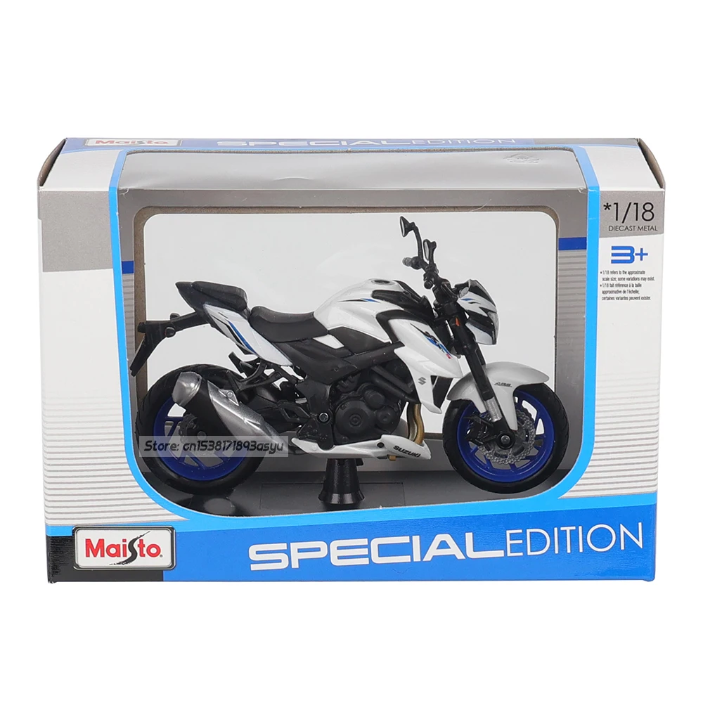 Miniatura Suzuki GSX-S750 Branco e Preto Maisto Moto 1/18 Metal