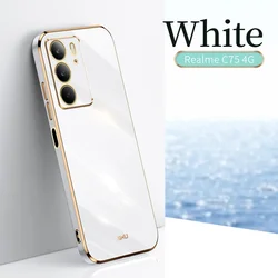 Premium 6D Plating Shockproof Silicone TPU Soft Matte Phone Case for Not with Ring Holder (White)