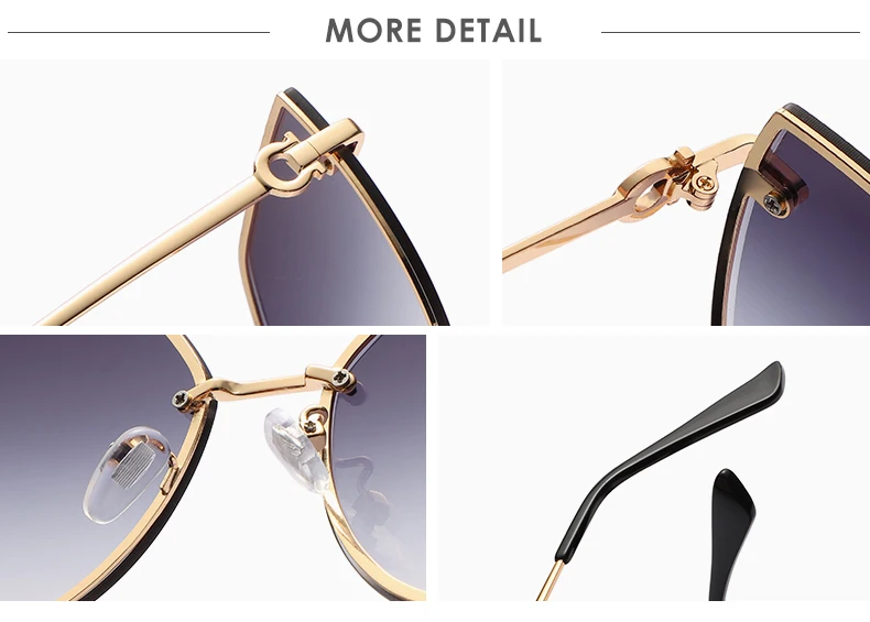 Wandern Mode Damen Cat Eye Randlose Anti Licht Gläser Frauen Vintage Gradienten Shades Für Weibliche Outdoor Sonnenschutz Brillen – Detail 10