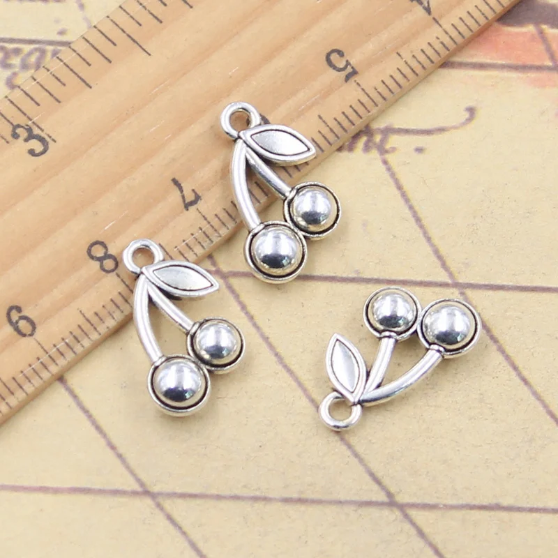 20 stücke Charms Obst Kirsche 15x12mm tibetische Silber Farbe Anhänger antiken Schmuck machen DIY handgemachtes Handwerk