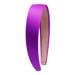 3cm Colorful Satin Wide Headband for Women - Vintage Solid Color Hair Accessory (Deep Violet)
