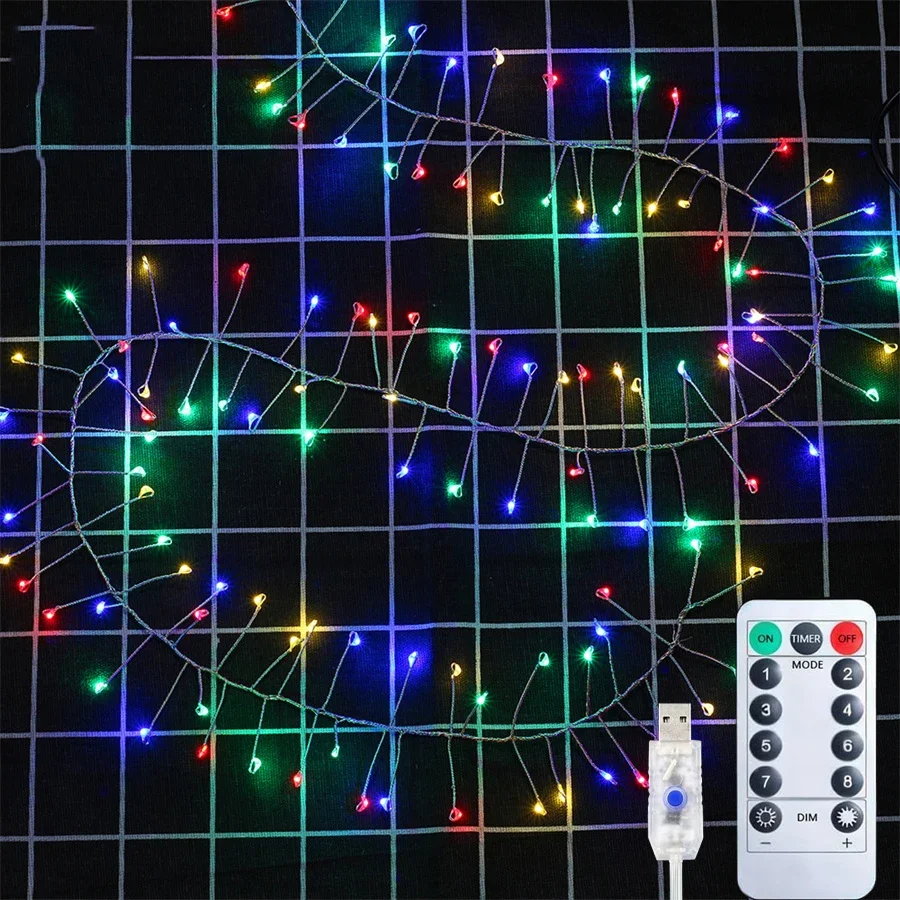 thumbnail image 1 of 12M 400 LED Firecracker String Light With Remote USB Outdoor Cluster Fairy Light Waterproof Tree Firecracker Garland Light, 1 of 5
