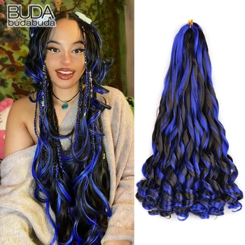 French Curly Braiding Hair 22InchPre-Stretched Loose Wave Braiding Hair for Box Braids Curly Synthetic Hair Extensions for Women 1