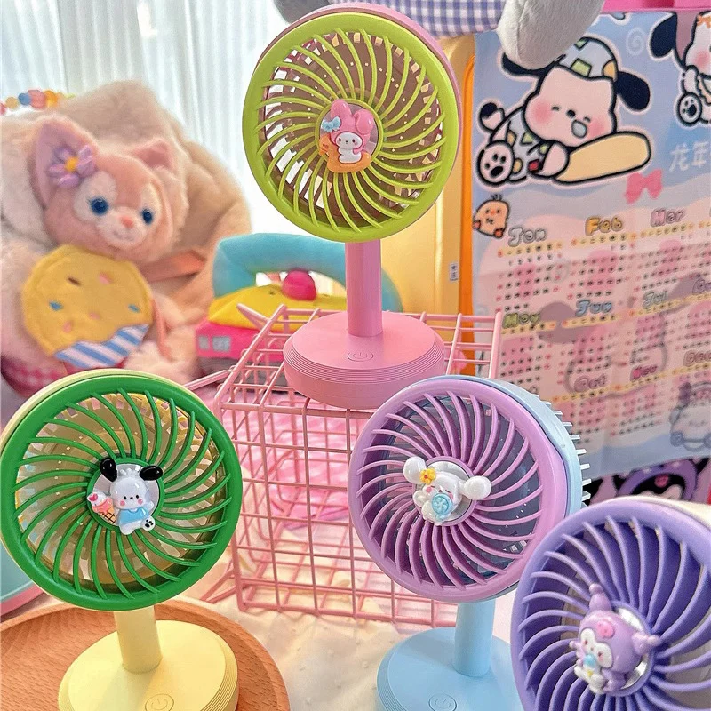 

Sanrio Kawaii Kuromi MyMelody Cinnamoroll ручной маленький веер мультяшный портативный летний зарядный Мини милый студенческий Настольный веер для девочек