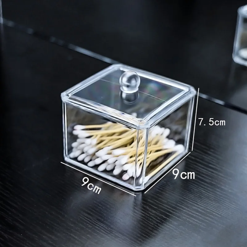 Acrylic Storage Box Bathroom Jar Makeup Organizer Cotton Round Pad Holder Cotton Swab Box Holder Dispenser 5