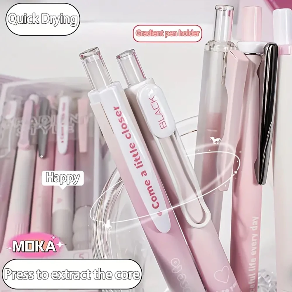 Gel Pens 5pcs Retractable 0.5mm Fine Point Black Ink for Daily Office Use Smooth Writing Supplies