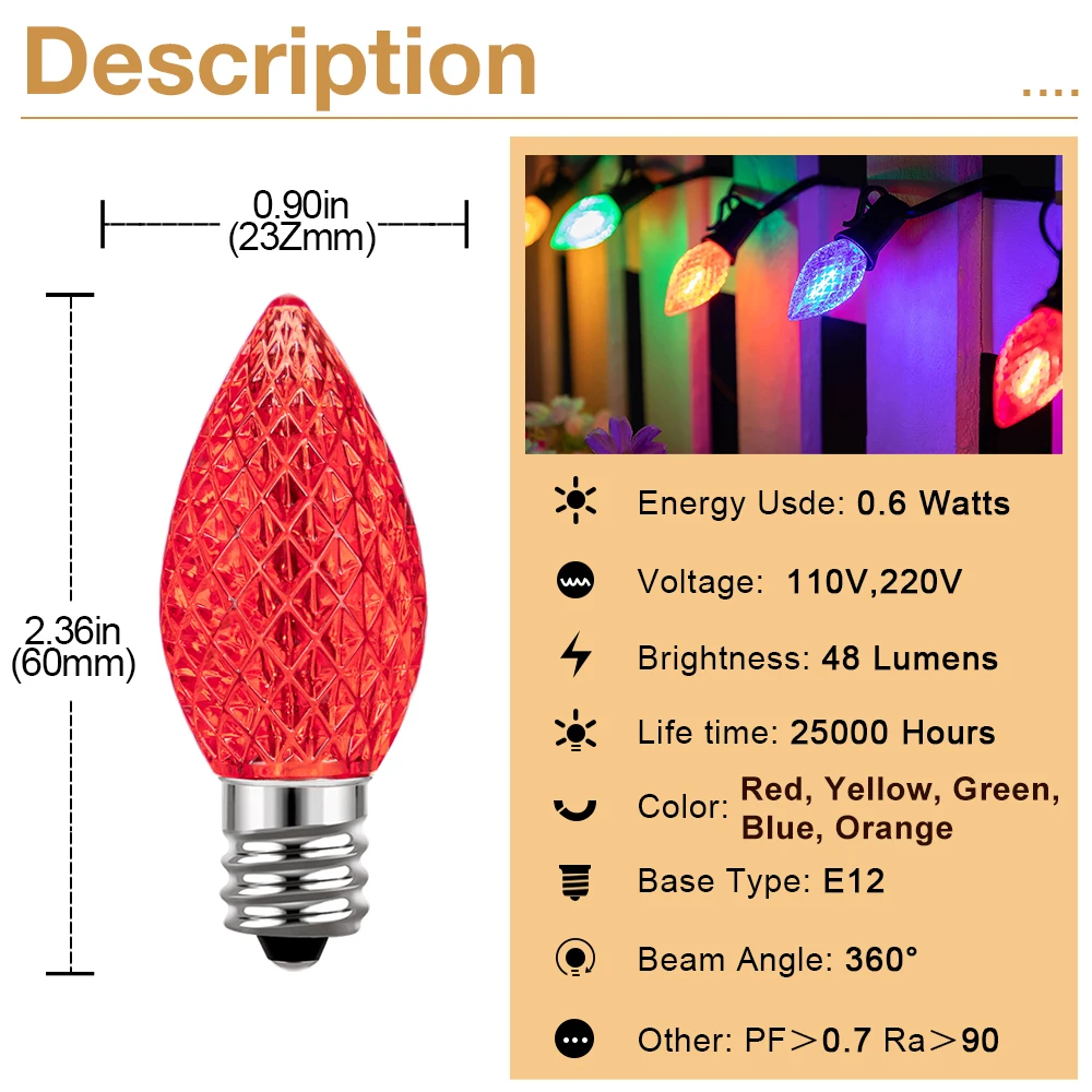 12 Pack C7 Red Light Bulb Green Light Bulb Ceramic 12 Pack C7 Red Light Bulb Green Light Bulb Ceramic