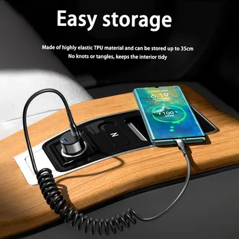 66W 5A Fast Charging Type C Cable Spring Telescopic Car Phone Charger USB Cable For Samsung Xiaomi Redmi USB C Cable 2
