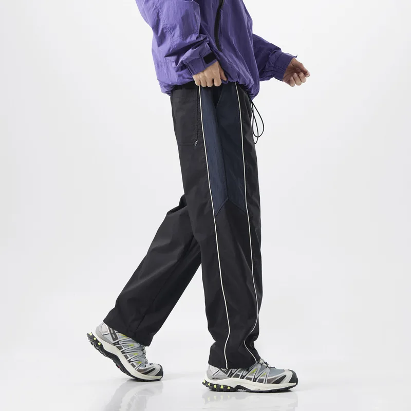 New Striped Splicing Casual Pants for Men High Street Fashion Loose Versatile WideLegged Sweatp