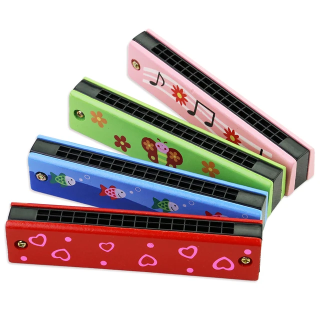 Harmonica en bois de dessin animé, petits jouets musicaux, cadeau