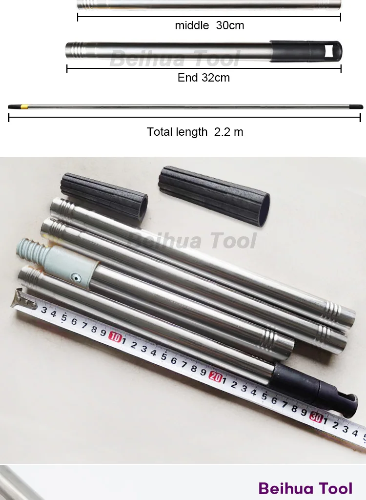Description Picture 5 of item8 Sections/2.2m Paint Roller Extension Pole Stainless steel Paint Telescopic Stick detachable Cleaning Rod Painting handle Tools