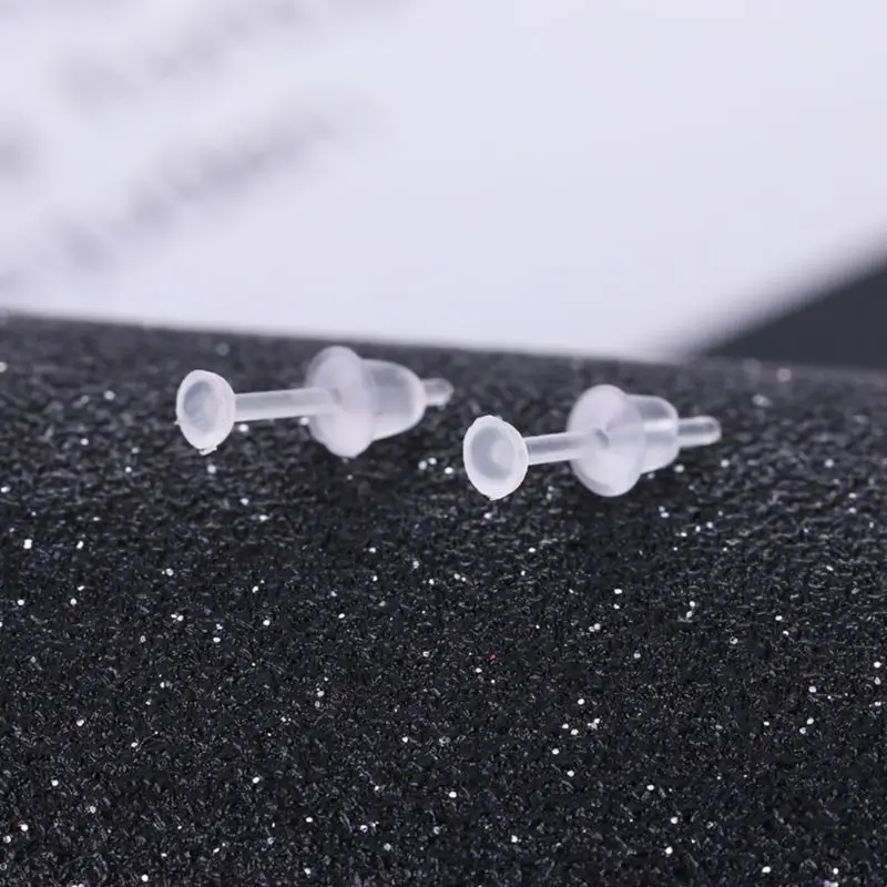 Earring Backs & Plastic Earring Post  Total 100 Sets Transparent Earrings Pin F19D 5