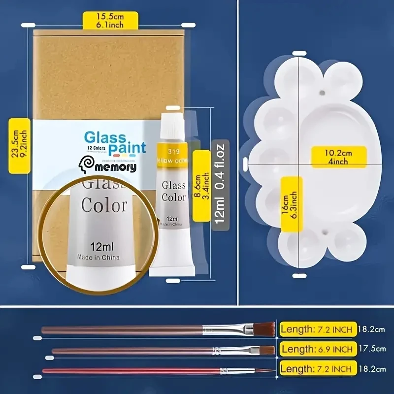12 color 12ml glass painting pigment hand drawn DIY glass creative decoration painting pigment - 6