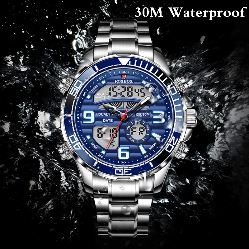 2023 LIGE New Digital Mens Watches Top Brand Foxbox Luxury