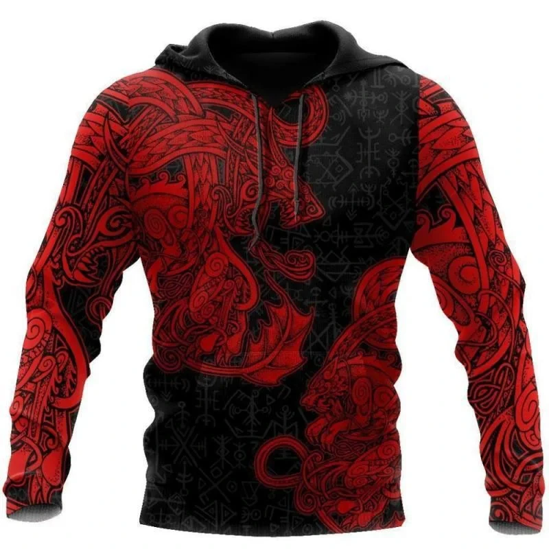Vintage Sweatshirt Männer 3D Druck Viking Mythologie Mit Kapuze Langarm Übergroßen Hip Hop Männer Hoodies Kinder Sweatshirt Männer Mantel – Detail 4