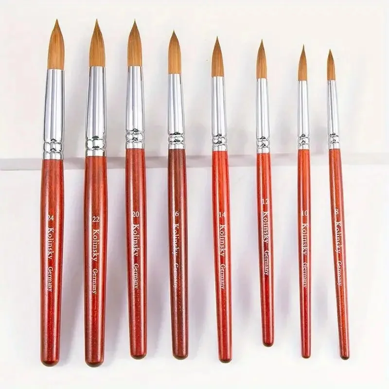 Description Picture 5 of itemKolinsky Acrylic Nail Art Brush Wooden Handle Round Shaped Nail Painting Brushes Size 8-24 for Nail Extension 3D Nails Carving