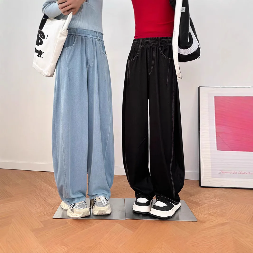 Women Summer Denim Wide Leg Pants Casual Breathable Jeans