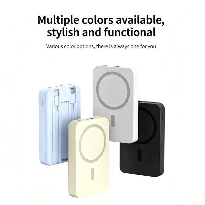 10000mAh/20000mAh 22.5W 마그네틱 파워 뱅크 무선 충전 (케이블 2개 포함) 슬림 휴대용 보조배터리 아이폰 15 16 17 삼성용