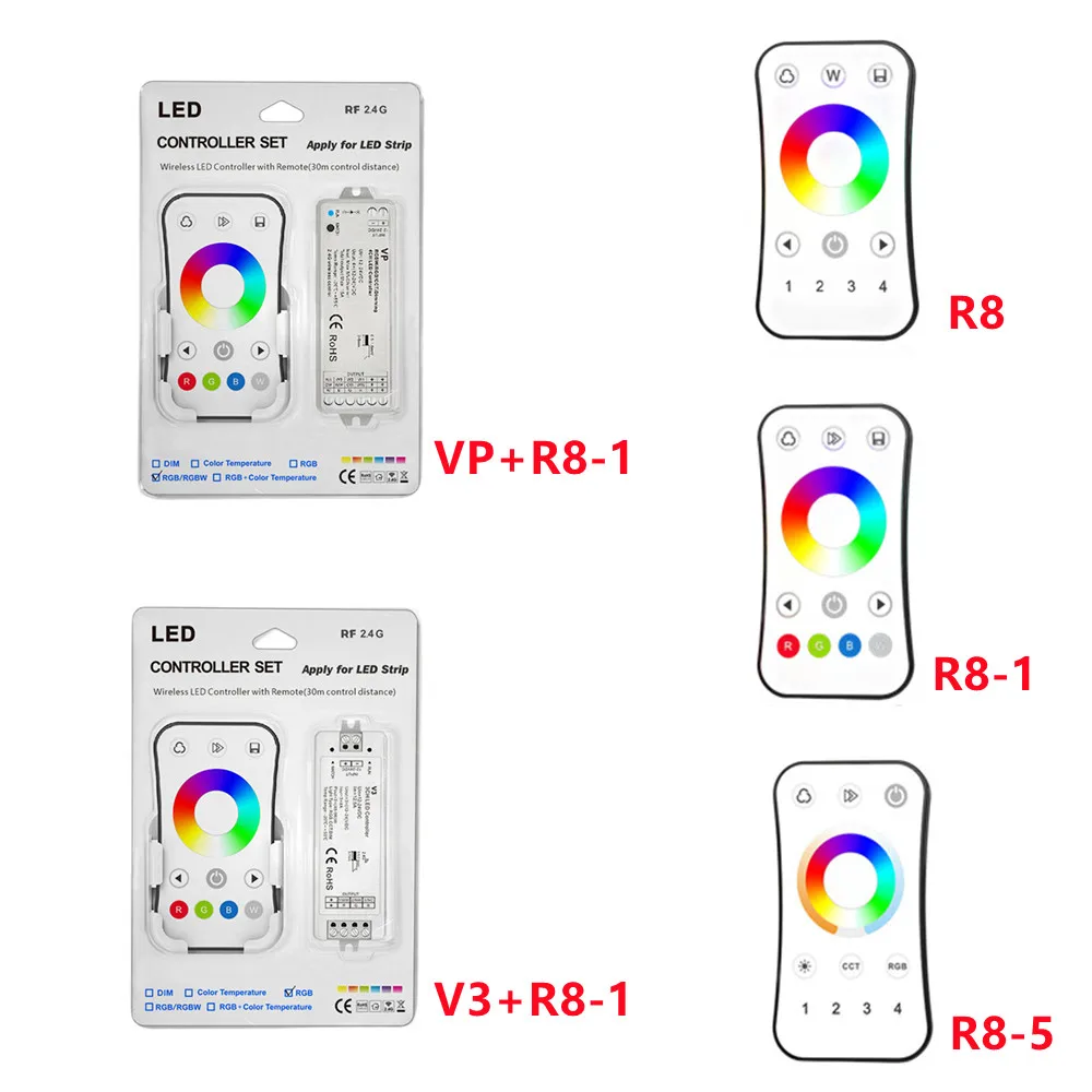 

2.4GHZ RF Touch Wireless RGB/RGBW LED strip Controller 4 zone 4A*3CH 3 channel dimming for RGB/RGBW/RGB+CCT LED strip or modules