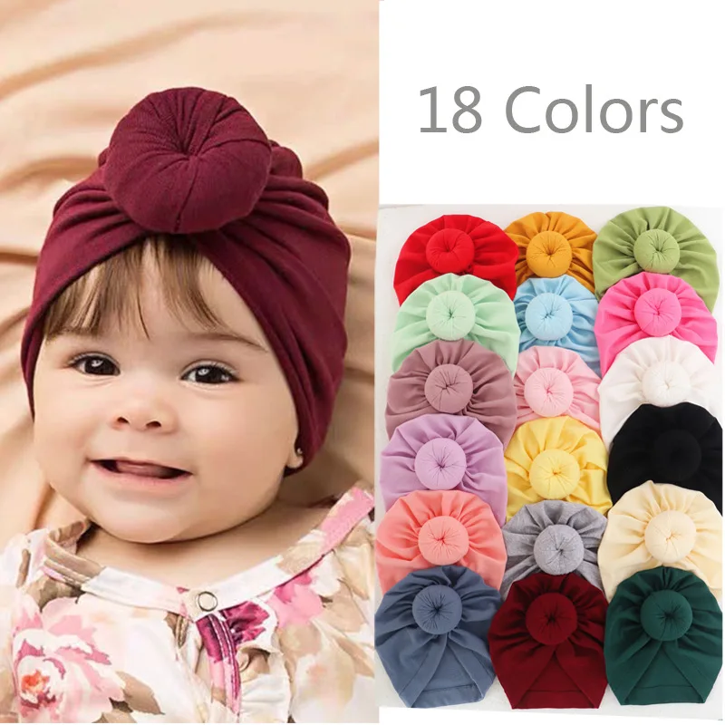 

Baby Accessories for Newborn Solid Color Soft Cotton Baby Girl Boy Hat Warm Turban for Kids Infant Cap Toddler Headwraps