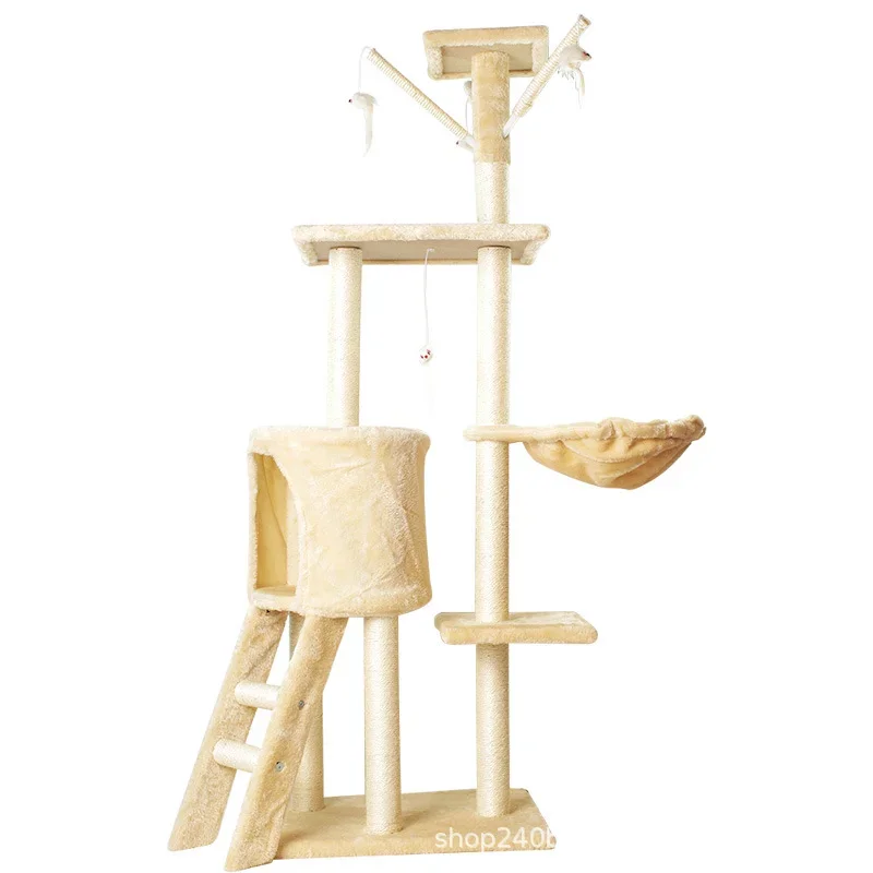 

Cat Climbing Frame Integrated Nest Tree Tower Shelf Large Sisal Toy Jumping Platform Scrapers Cats Toys for Pets Wall Wood Pet