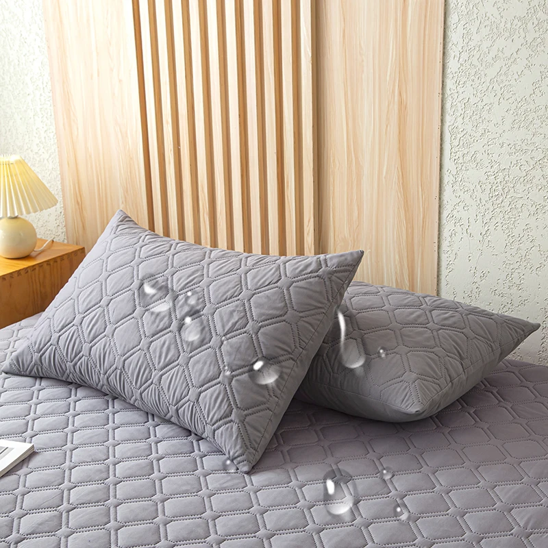 2PiecesWaterproofPillowcaseMachineWashablePillowCoverBedroom